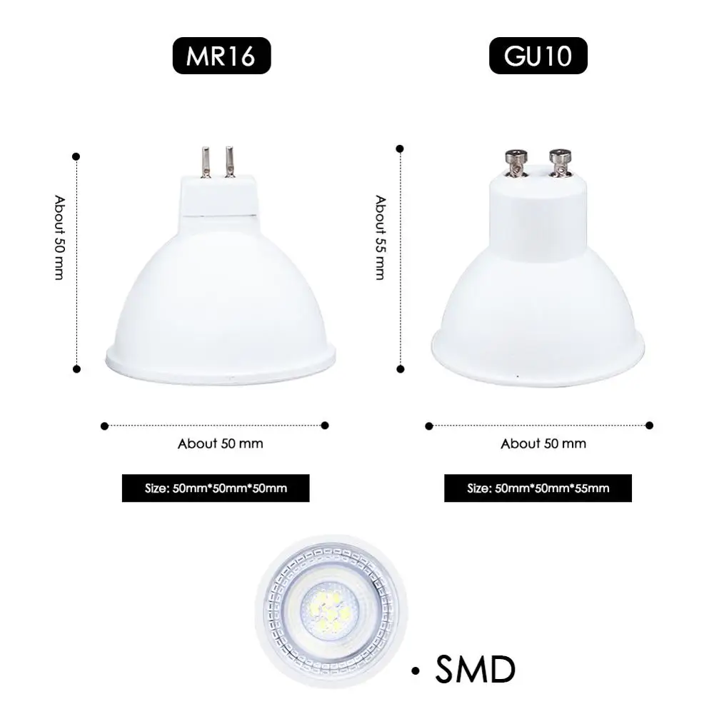 Светодиодный точечный светильник 6 Вт MR16 GU10 SMD 2835 lampara 12 В 220 в 240 энергосберегающий
