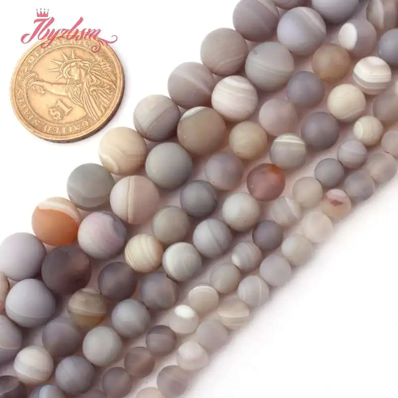 

6,8,10mm Round Frost Stripe Gray Agates Natural Stone Beads For Necklace Bracelet DIY Jewelry Making 15"Free Shipping Wholesale