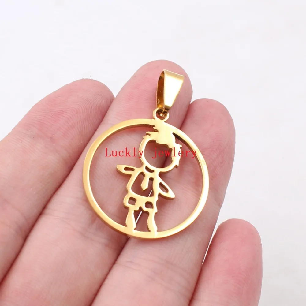 Ожерелье с подвеской для мальчиков подвеска золотого цвета из нержавеющей стали