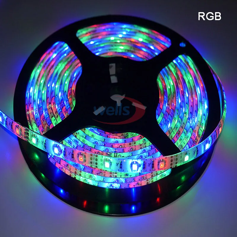 RGB DC12V 5 m 2835 5050 60led/м Светодиодная лента RGB/белый/теплый белый/красный/зеленый/синий/желтый свет прокладки СИД ламповый диод гибкий - Испускаемый цвет: RGB