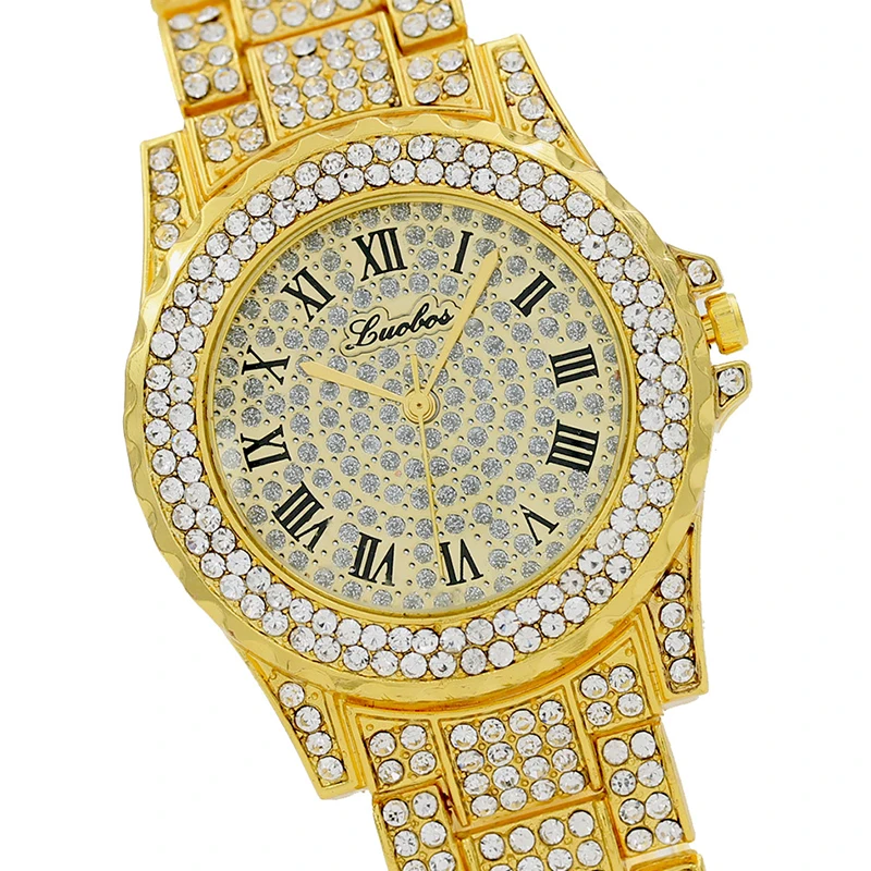 2 компл. Для мужчин хип хоп Iced Out Lab CZ Кристалл Bling часы блеск геометрический браслет ювелирные изделия подарок