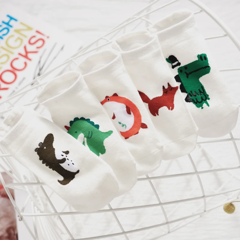 Instime трикотажные женские носки с динозавром модные хлопковые невидимые забавные