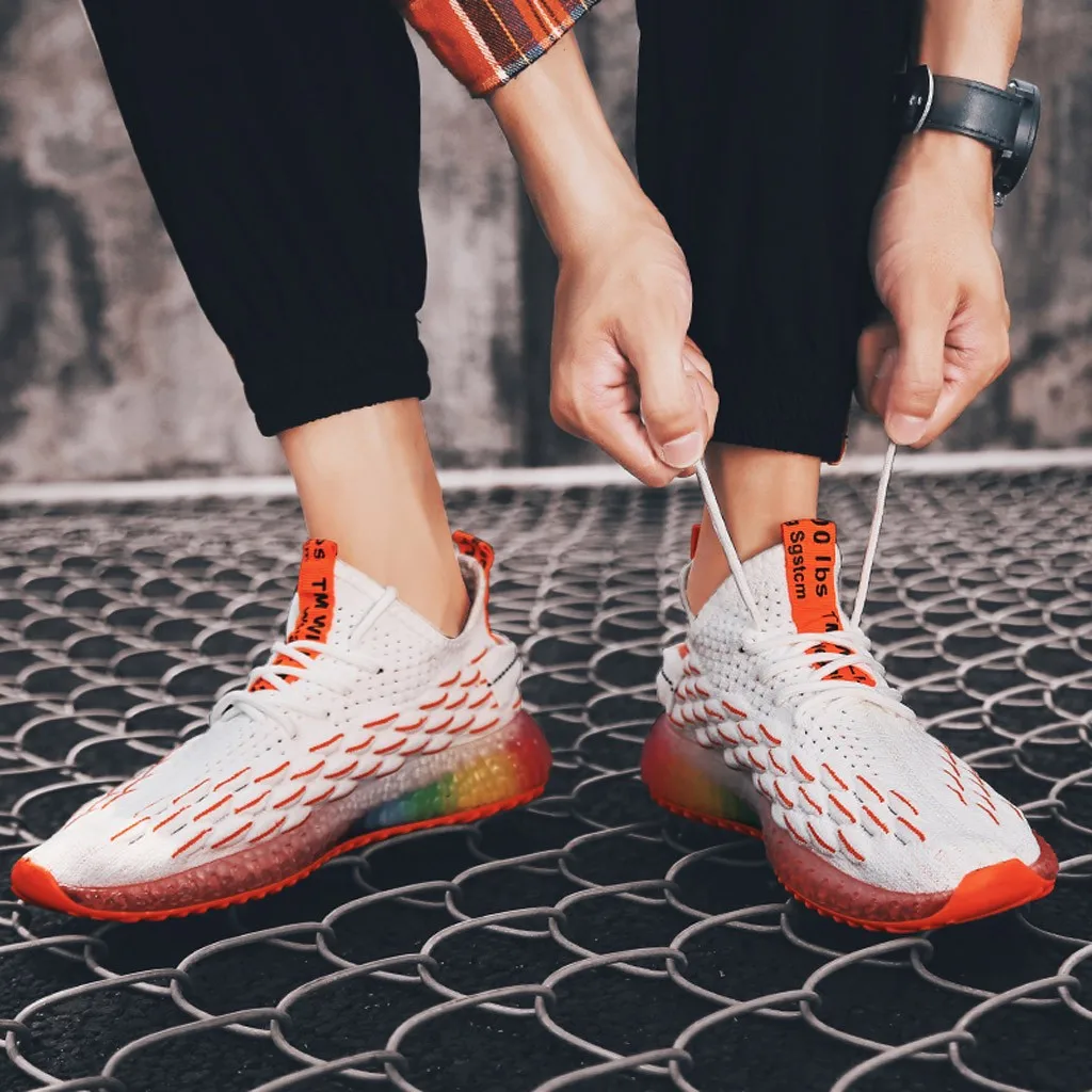 New Man Casual Sneakers Men's Vulcanize Shoes Fashion Rainbow Jelly Soles Men Sneakers Outdoor Breathable Men Shoes