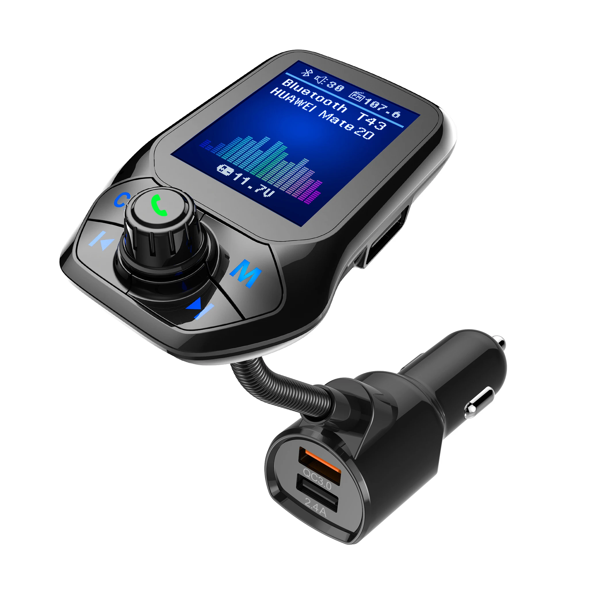 Bluetooth автомобильный комплект громкой связи T43 1 8 &quotцветной экран USB 3 0 Быстрая