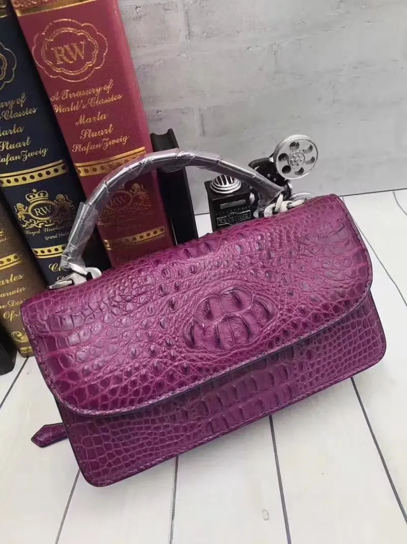 Шикарная дизайнерская женская маленькая сумка из 100% натуральной кожи аллигатора