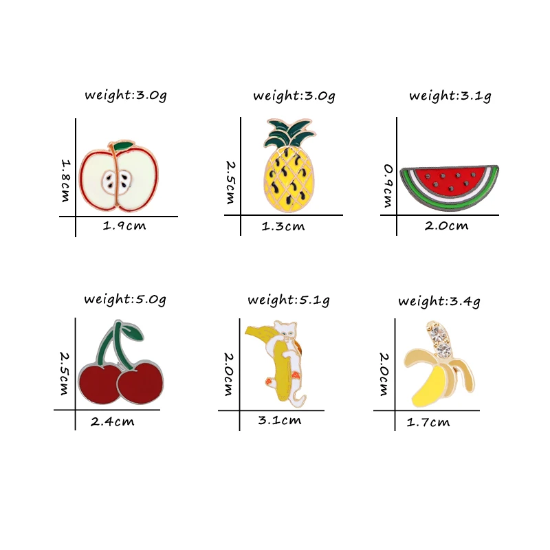 Эмалированная брошь в виде фруктов яблока арбуза вишни ананас банан