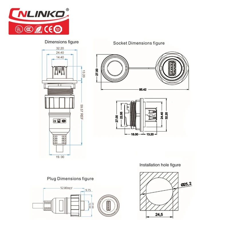 Cnlinko 1.5A низкая сила тока usb3.0 Передняя панель двойной usb 1 метр Кабель Разъем Панель