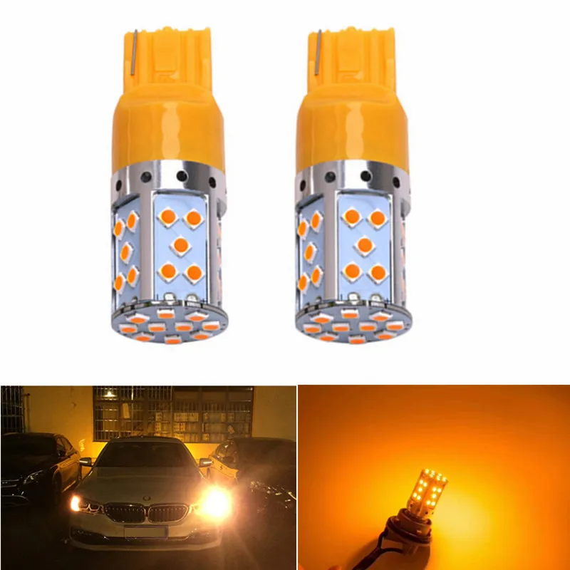 2 шт. автомобиль 7440 светодиодный желтый 35 SMD 3030 T20 W21W лампы для указатели поворота