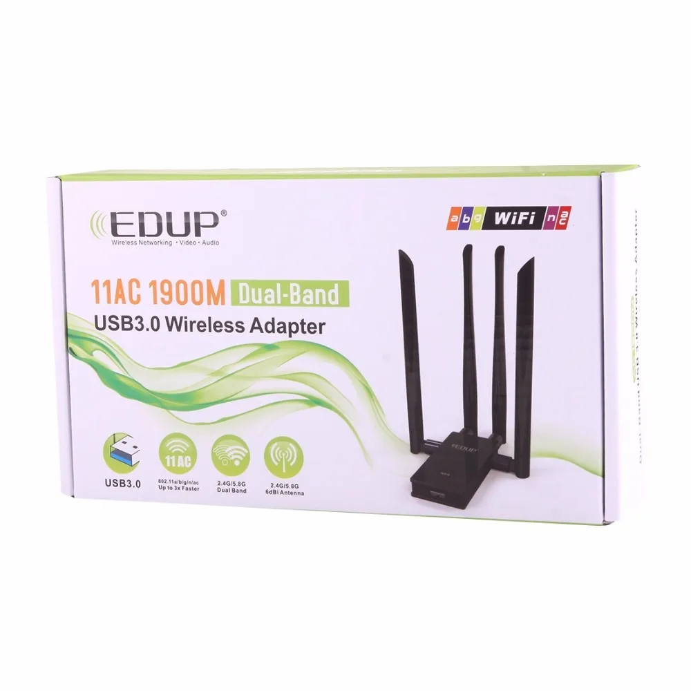 EDUP EP-AC1621 USB 3,0 беспроводной адаптер 1900 Мбит/с 2,4 г/5,8 ГГц 600 Мбит/с/1300 Мбит/с Двухдиапазонная WiFi сетевая карта 4 WiFi антенна