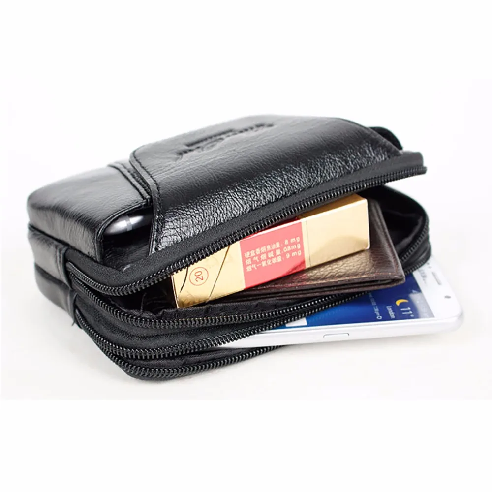 100% натуральная кожа мужской мобильный телефон сумка чехол кожаный ремень