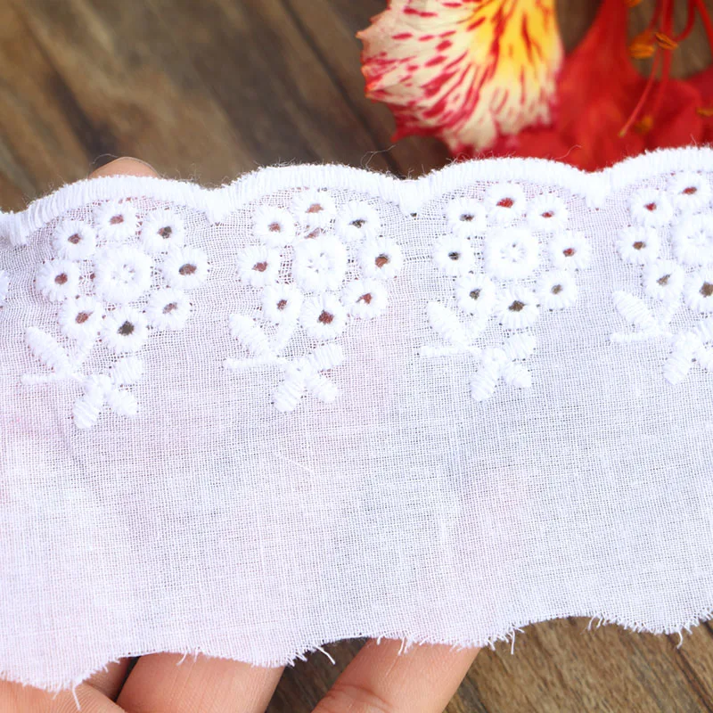 2 yards 7CM Cream Cotton Lace Trims for Costume Dress Trimmings Ribbon Applique Strip DIY Sewing Fabric | Дом и сад