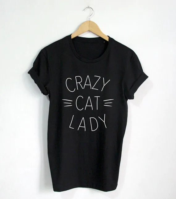 Футболка для девушек Crazy Cat модная футболка хипстерская унисекс большой размер и