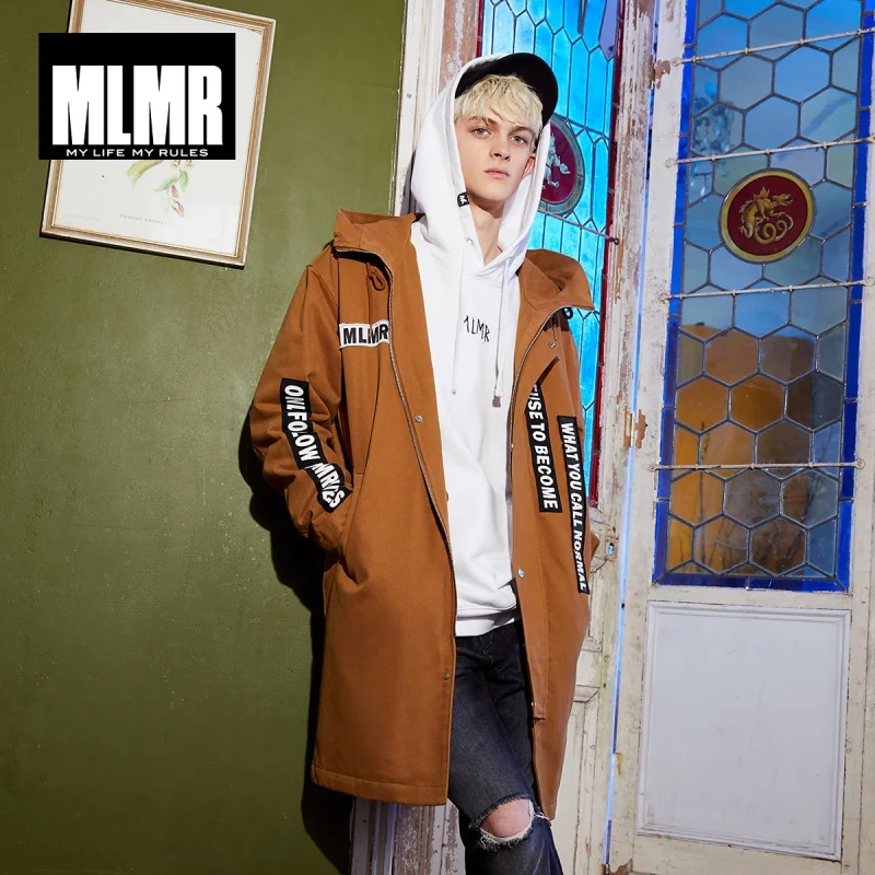 MLMR для мужчин 100% хлопок Письмо печати Средний стиль хлопковая стеганая куртка