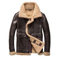 fashion real sheepskin fur coat genuine full pelt sheep shearling male winter jacket brown men fur outwear extra big size 5xl