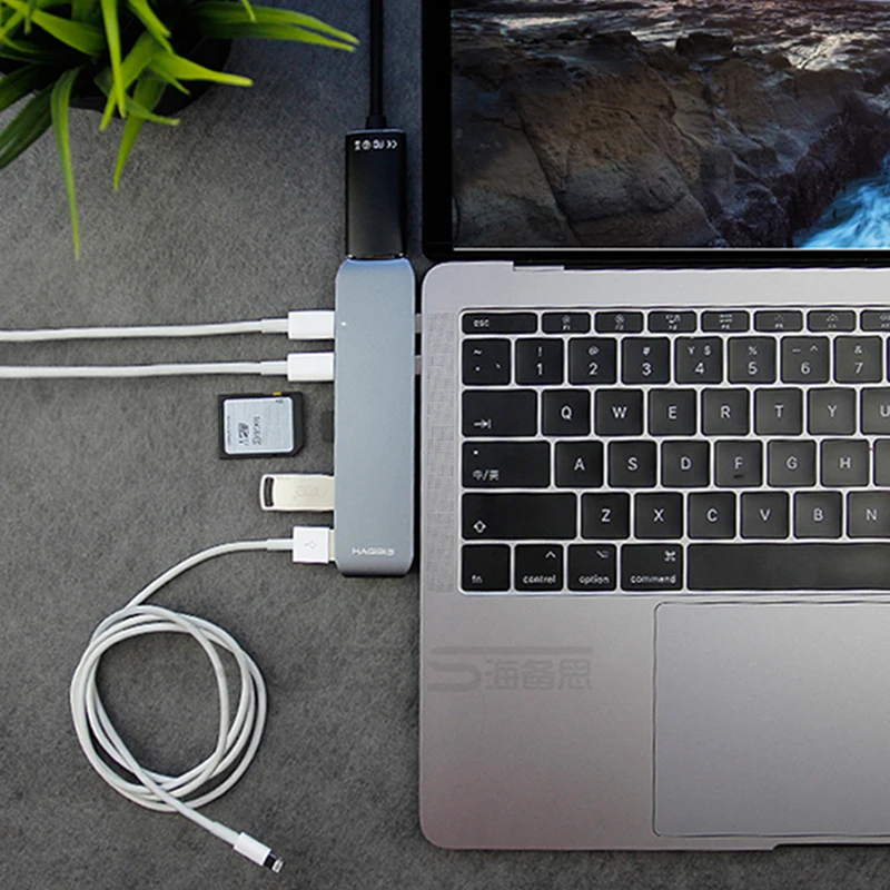 hagibis 7 in 1 dual usb c hub type c adapter usb c to sdtf card reader hdmi compatible pd charging 4k hd for macbook pro u free global shipping