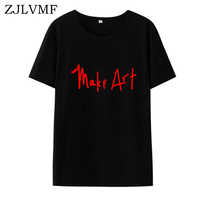 Женская футболка Zjlvmf Make Art свободная повседневная с круглым вырезом большой