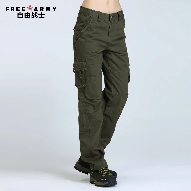 Autumn Brand Women Cargo Pants Casual Green Pockets Decoration Patchwork Joggers Trousers | Женская одежда