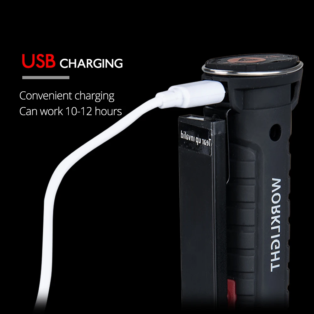 Foxanon LED COB портативный фонарик с 5 режимами работы Вт 10 USB Магнитная перезаряжаемая