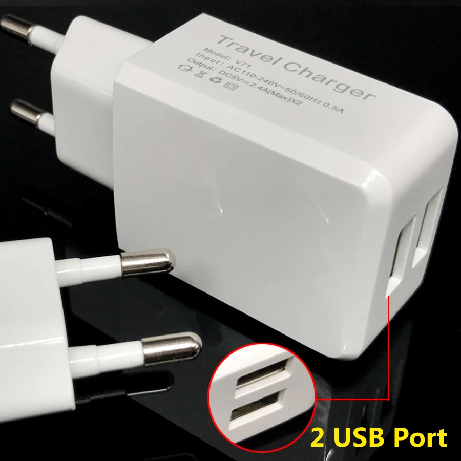 5V2.4A дорожный двойной USB Адаптер зарядного устройства Универсальное портативное