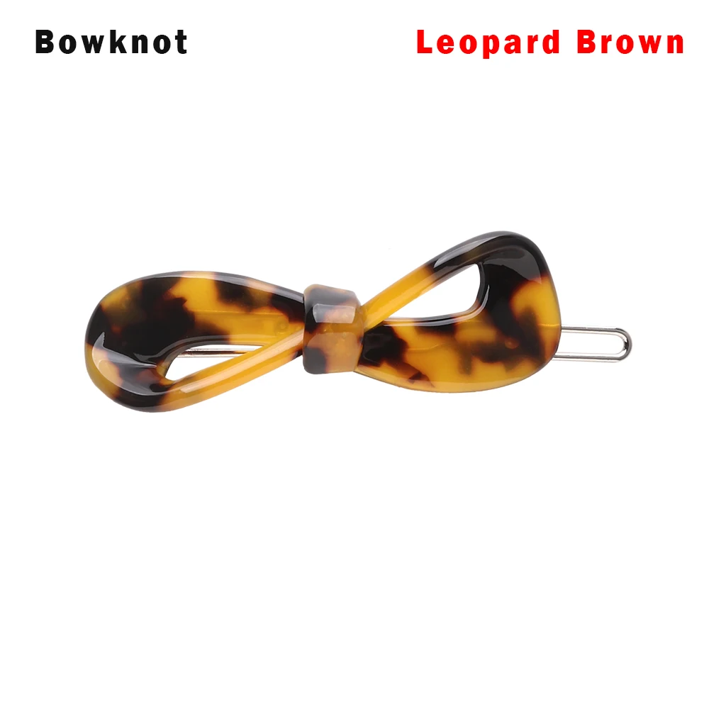 bowknot1 Винтажные японские янтарные акриловые леопардовые заколки для волос геометрический круглый треугольник в форме сердца заколки-пряжки для волос женский инструмент для укладки волос - Цвет: bowknot1