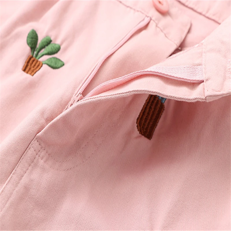 Женские шорты с вышивкой Merry Pretty розовые Прямые хлопковые мультяшной