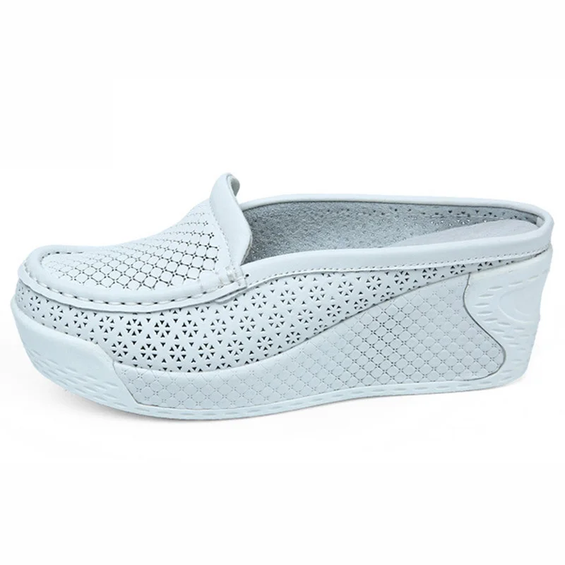 Шлепанцы на платформе и каблуке танкетке Женские сандалии высоком шлепанцы без