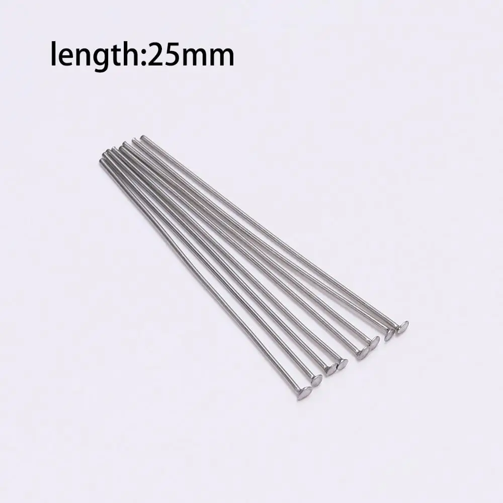 25mm 100 шт./лот, длина 16-70 мм, металлические шпильки с плоской головкой из нержавеющей стали для изготовления ювелирных изделий, принадлежности для рукоделия, ювелирный штырь диаметром 0,6 мм - Цвет: 25mm