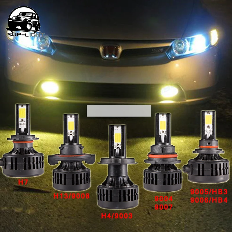 72W 6600Lm 3000k Авто cob Светодиодный фонарь 12v H4 H13 светодиодный вентилятор с