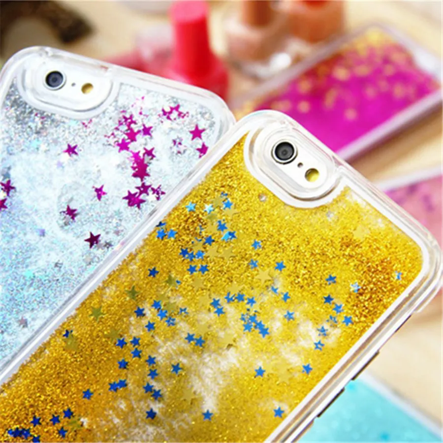 Модный динамический Жидкий блеск звезды чехол для iphone 8 7 6 S 5 5S 5c 4S Plus ПК жесткий