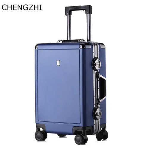 royal blue Чэнжи супер Fashion2" 24 дюймов алюминиевая рама тележки PC чемодан на износостойкой катящийся багаж дорожные сумки на колесиках - Цвет: royal blue