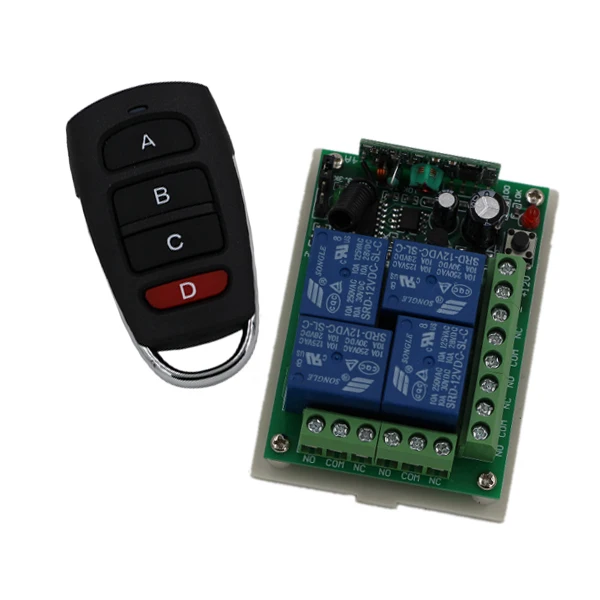 Новая беспроводная система дистанционного управления 24 В постоянного тока 315 МГц RF 4 канала приемник + трансимиттер с 4-клавишным беспроводным переключателем для умного дома