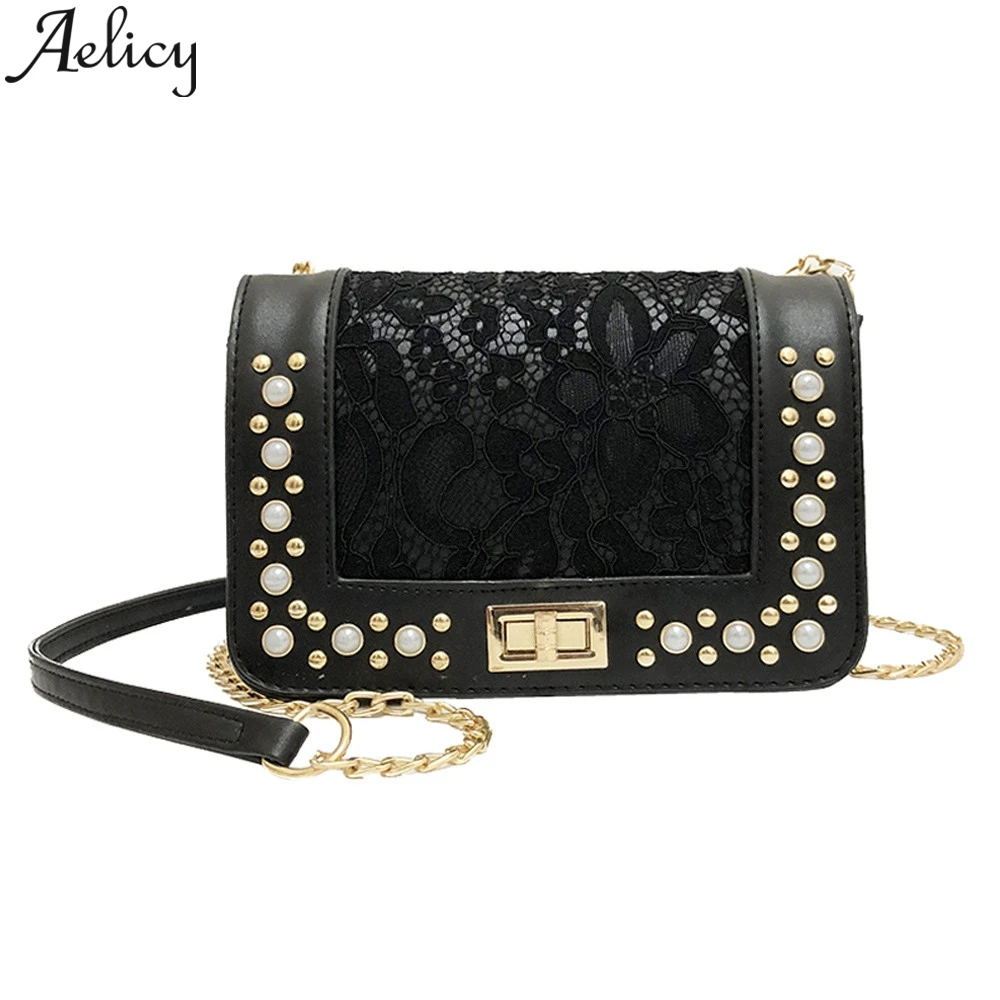 Женские кожаные сумки через плечо Aelicy однотонные с жемчужинами сумка-мессенджер