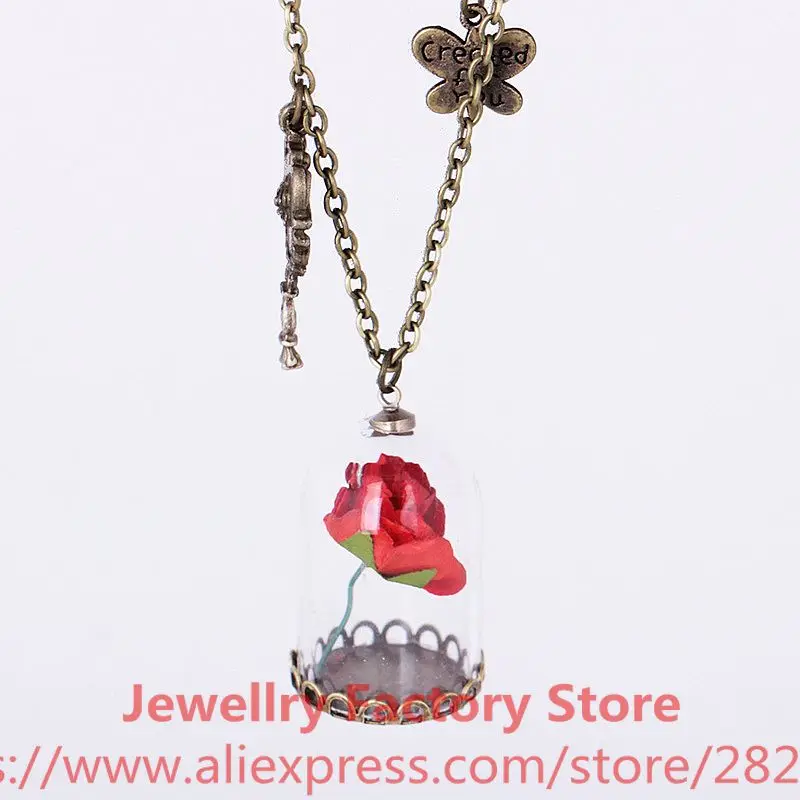 150 шт./лот ожерелье Красавица и Чудовище Заколдованная Роза в террариуме