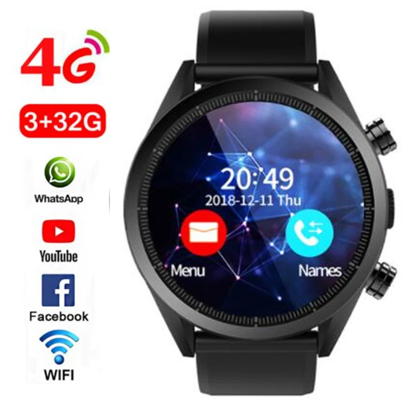 Смарт часы Kospet Android 7 1 3 Гб + 32 ГБ двойной 4G 39 дюйма AMOLED Wi Fi GPS Sim IP67 водонепроницаемые
