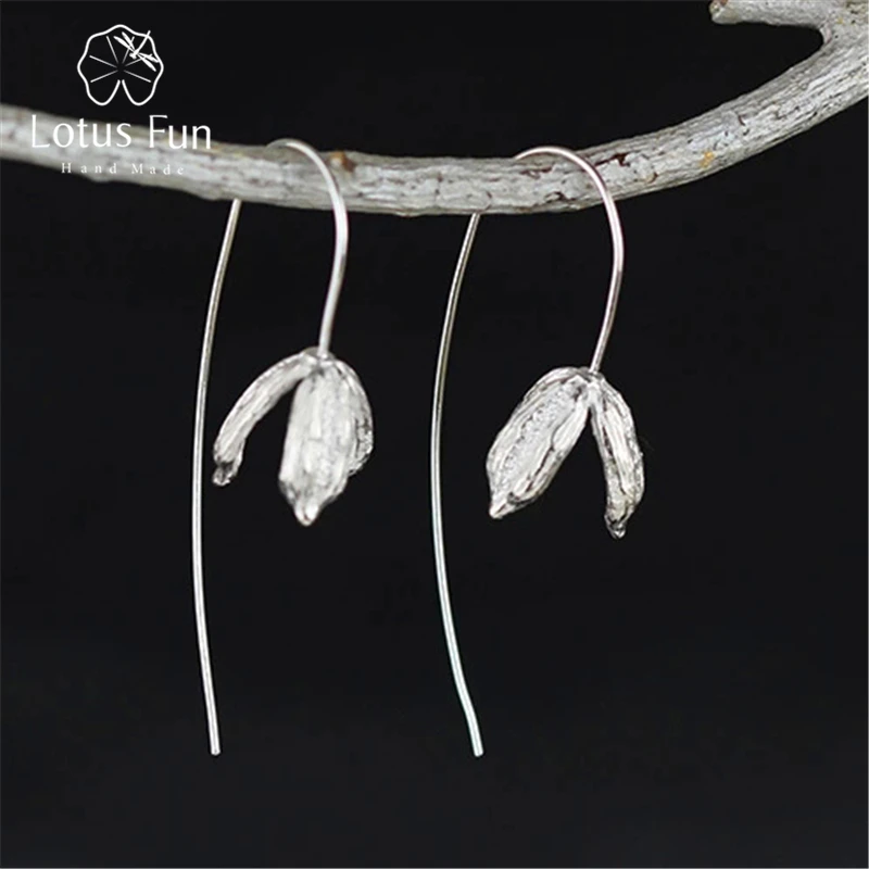 Lotus весело Настоящее стерлингового серебра 925 природных творческий ручной Fine Jewelry