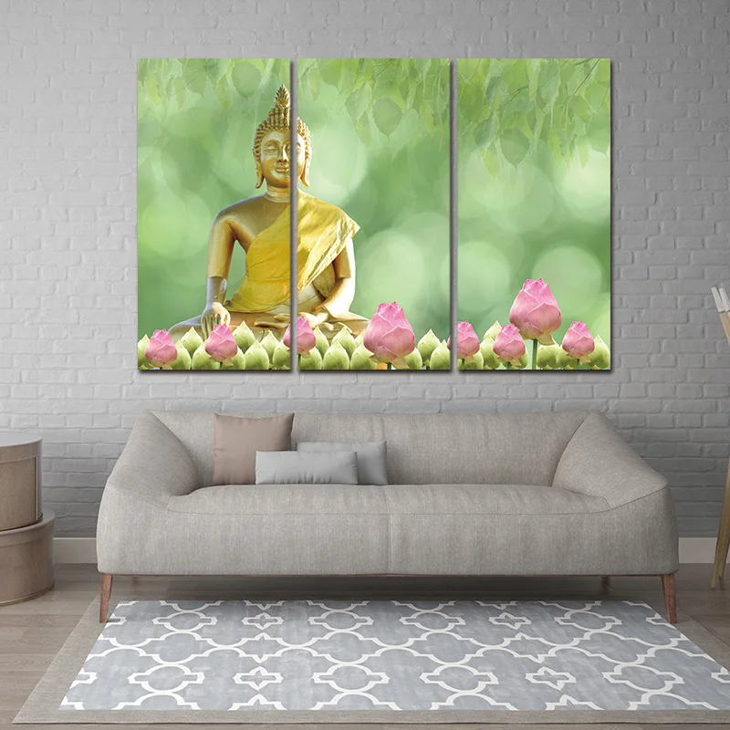 

Framed 3pcs Canvas Art Modern Printed Buddha Zen PaintingWall Canvas For Living Room Home Decor Modular Pictures
