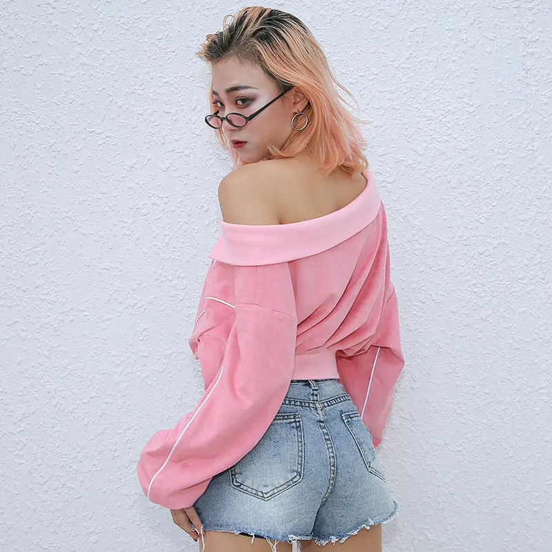 Woherb Harajuku Kawaii укороченный Топ Толстовка для женщин осень 2019 г. Уличная рок письмо