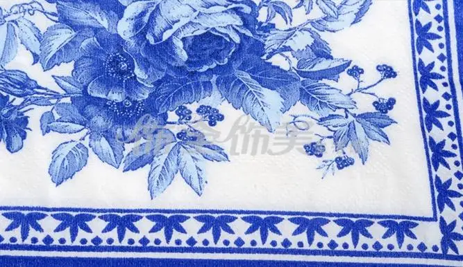 10 шт синий цветок здоровье напечатанная бумага деревянная салфетка ткань для