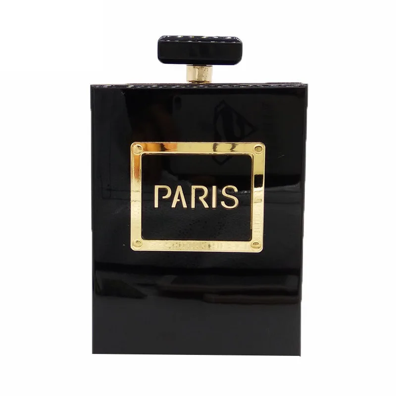 

High Quality Luxury Acrylic Box Clutch Evening Bag Women Clutches Purse Perfume Bottle Laides Crossbody Party Bags Black 2020
