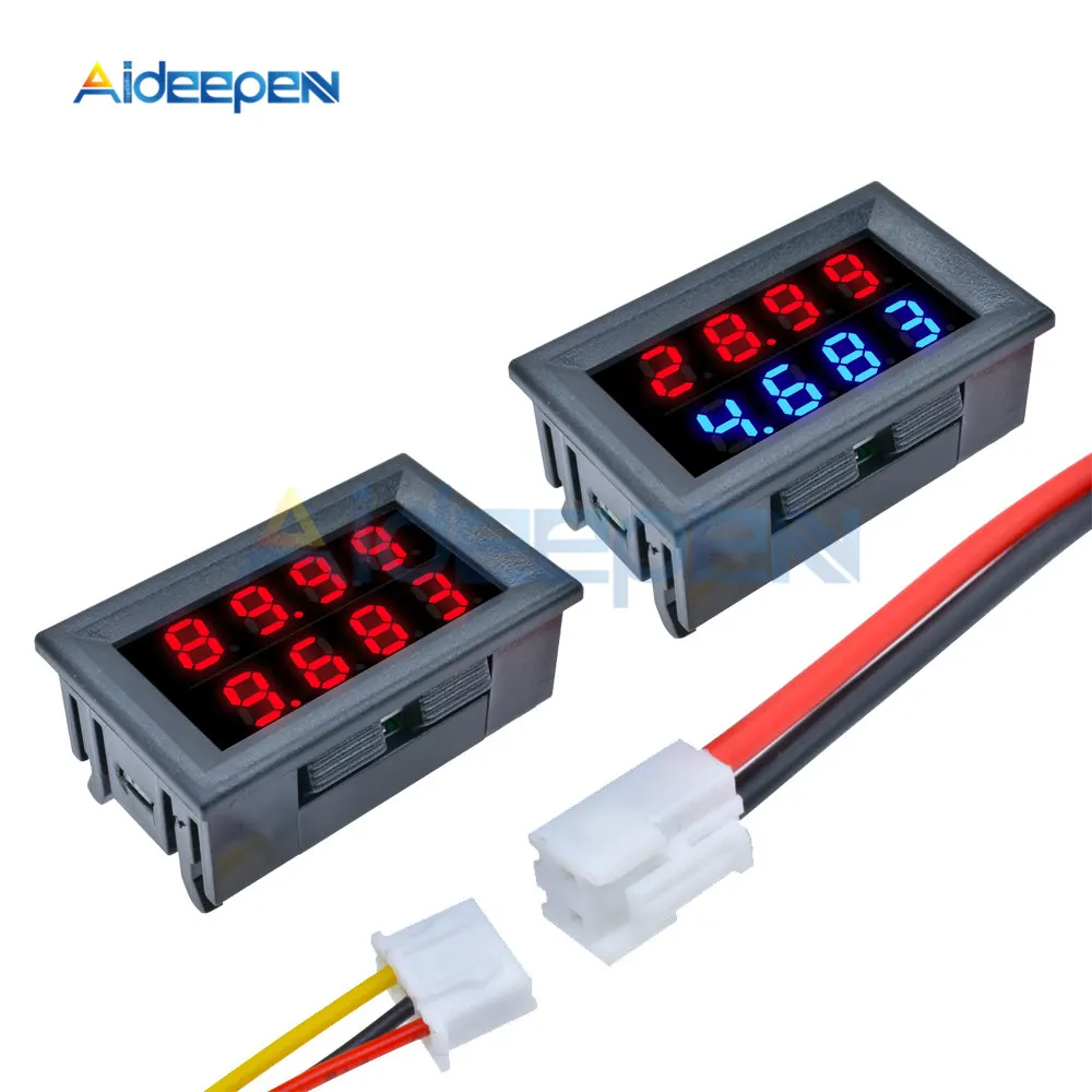 1PCS 0.28 inch DC 0-200V 10A Voltmeter Ammeter Red+Blue /Red+Red LED Amp Dual Digital Volt Meter Detector Gauge LED Display
