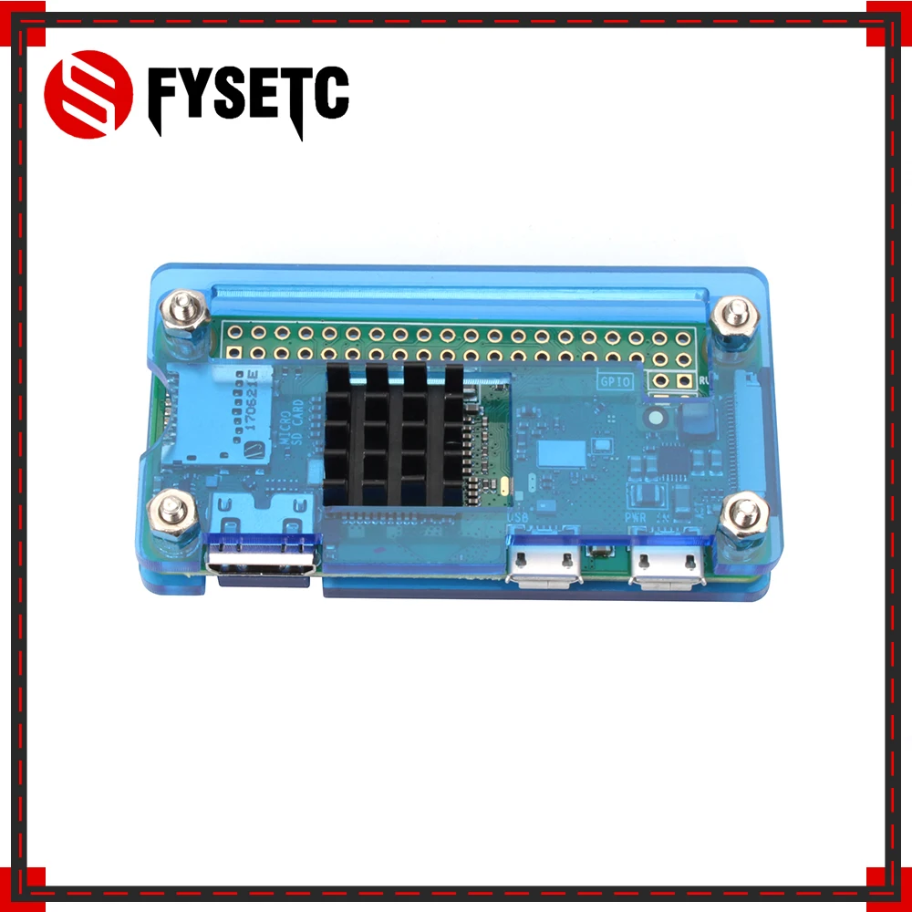 Чехол для Raspberry Pi Zero W акриловый чехол + черный алюминиевый теплоотвод в синей