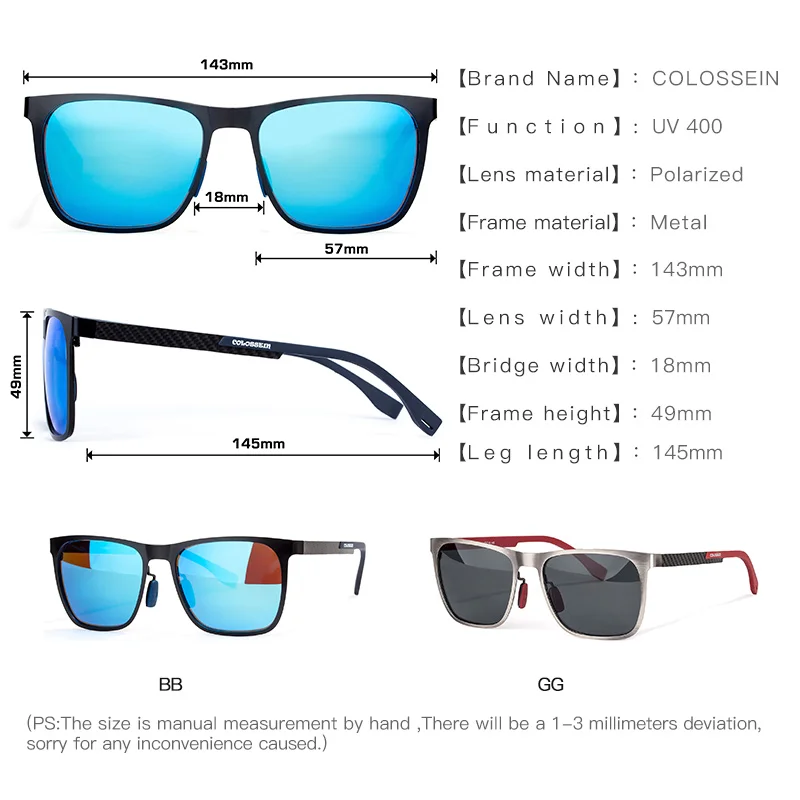 COLOSSEIN классические мужские солнцезащитные очки негабаритные поляризованных для