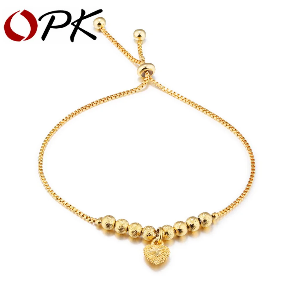 OPK роскошный золотой цвет браслеты для женщин тусклый полированный шарик и