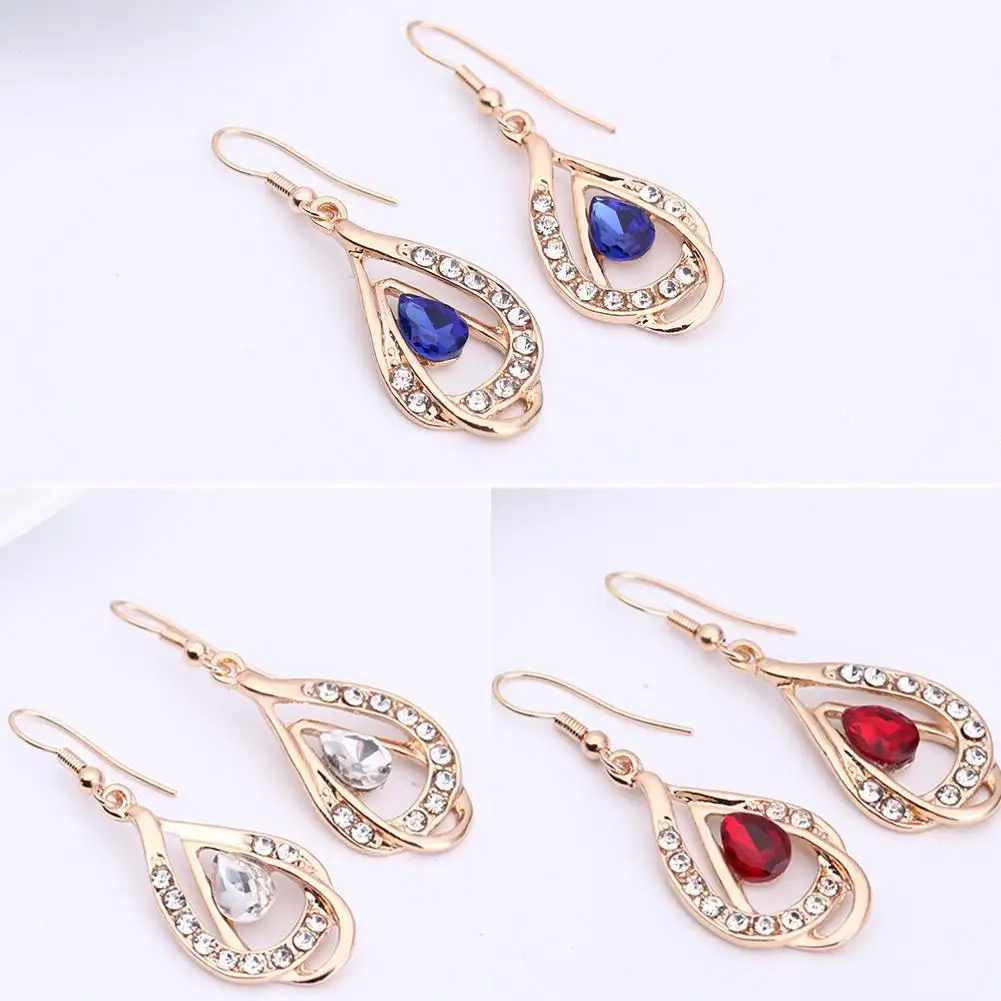 Новые роскошные комплекты одежды Vrouwen из 2 предметов Sieraden Goud Zilver Ketting Oorbellen Crystal voor