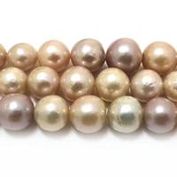 16 inches aa 12 15mm high luster natural multicolor round large edison pearl loose strand