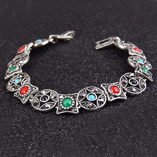 Для женщин Boho Стиль Ретро Круглый Монета ромб Форма Смола манжеты браслет|bracelet