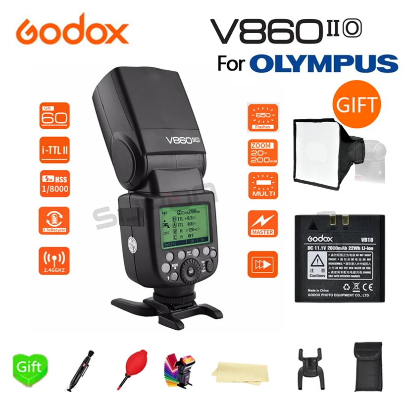 Paypal Accpect Godox V860II O TTL GN60 2 4G высокоскоростной 1/8000s 2000 мАч литий ионный аккумулятор