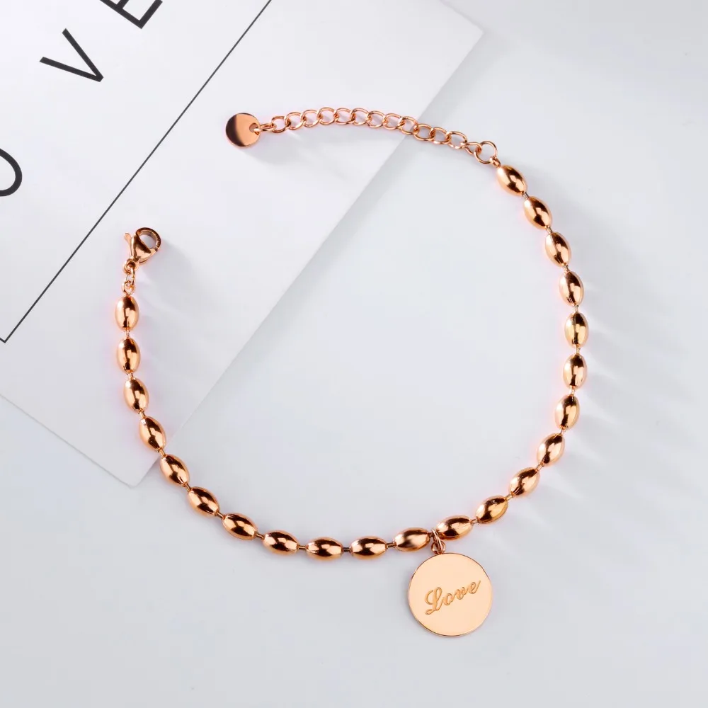 Fate Love Fashion Круглые Женские браслеты Цепочка Подарочный розово золотой цвет