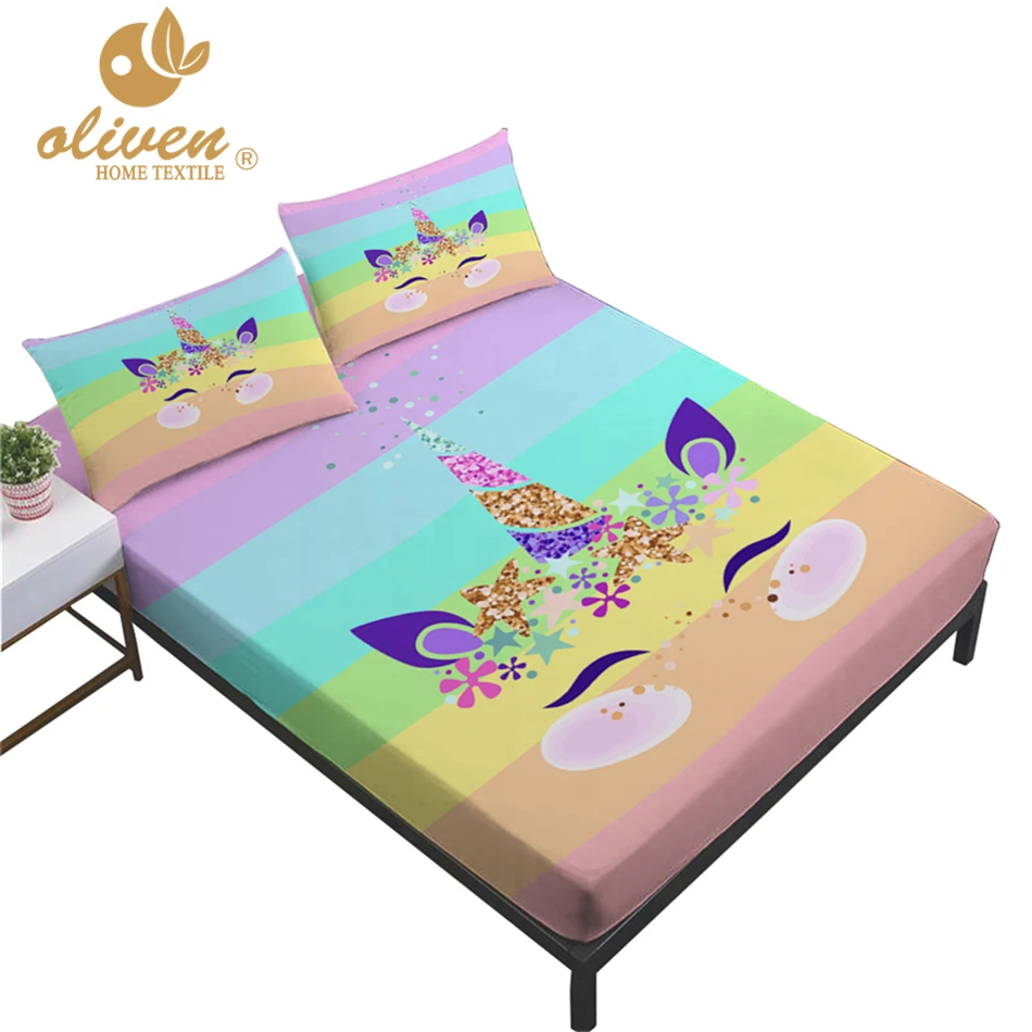 Радуга Единорог лист комплект детской одежды с рисунком из мультфильмов и