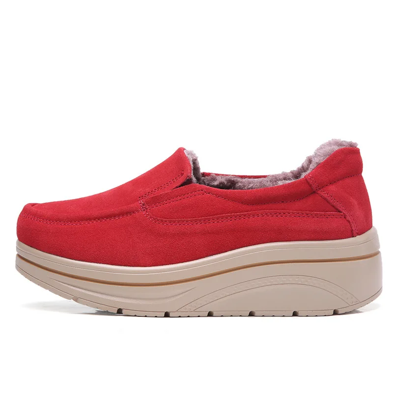 Krosovki/зимняя женская обувь с плюшевой подкладкой на платформе без шнуровки